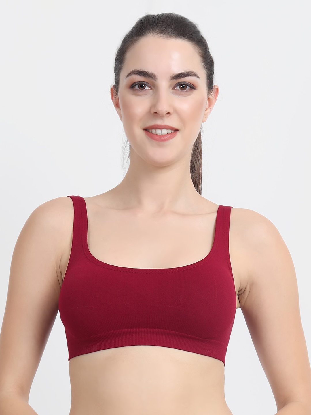 

Beau Design Maroon Non-Wired Non Padded Seamless Free-Size Sports Bra