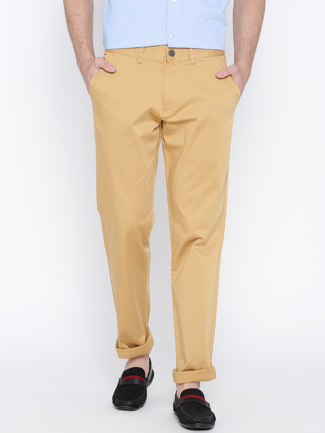 

Red Tape Men Mustard Yellow Slim Fit Solid Casual Trousers