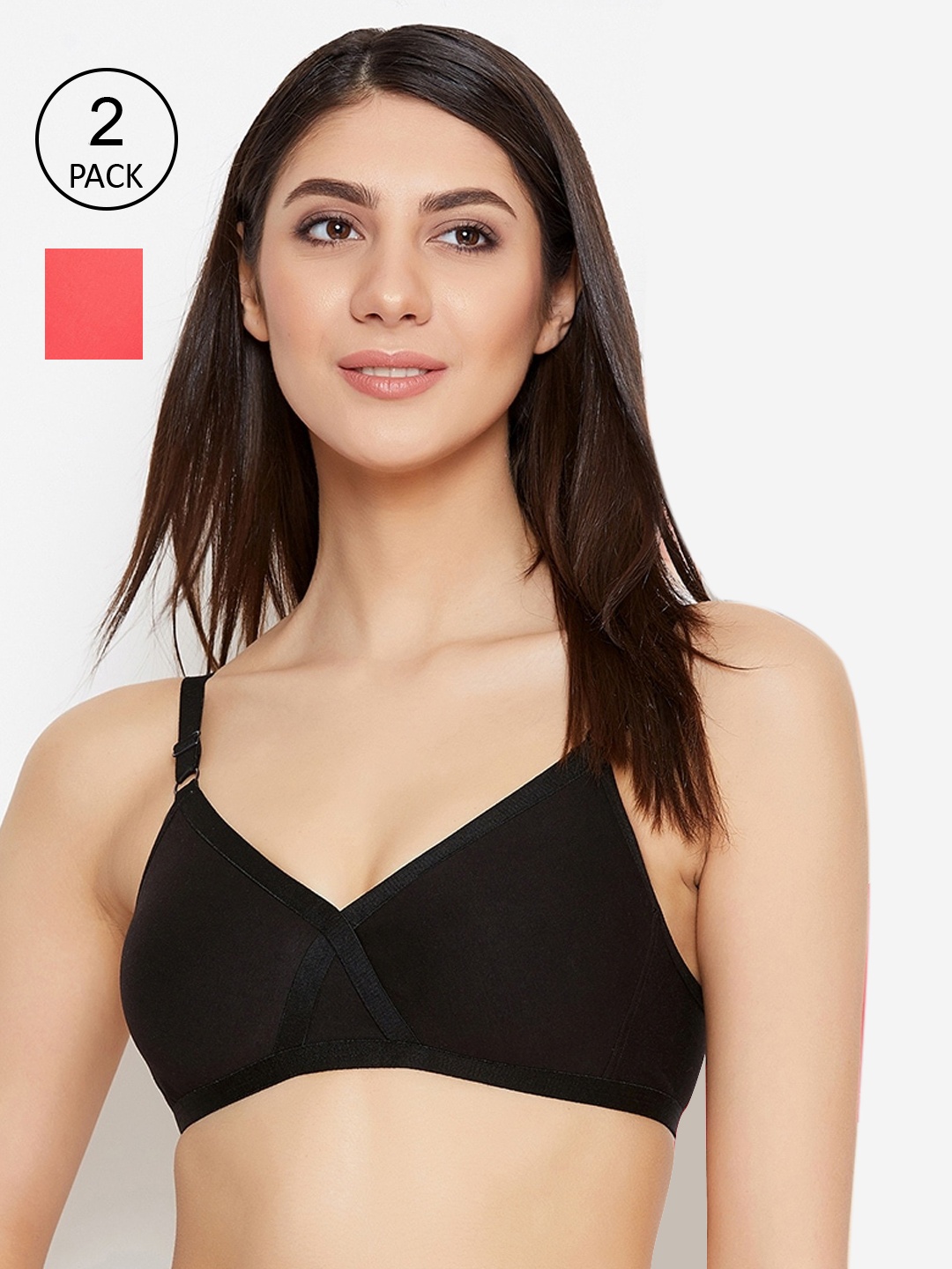 

ALIZA Black & Red Set Of 2 Non Padded Non-Wired Bra