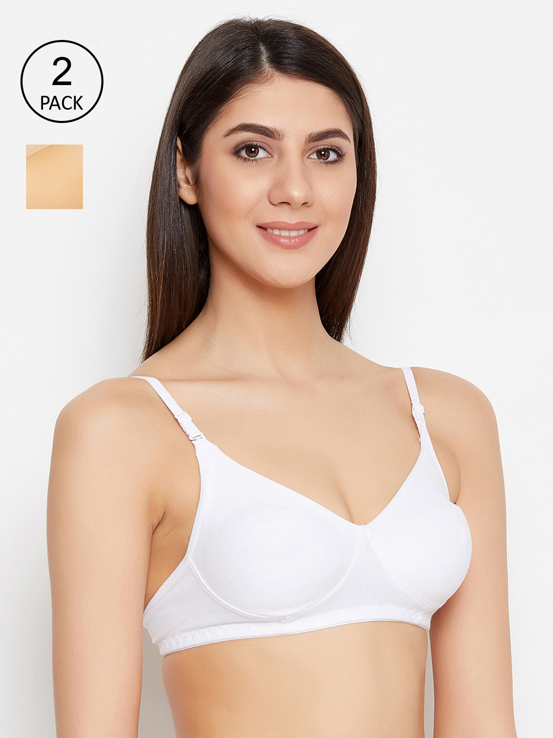 

ALIZA White & Beige Set Of 2 Non Padded Bra
