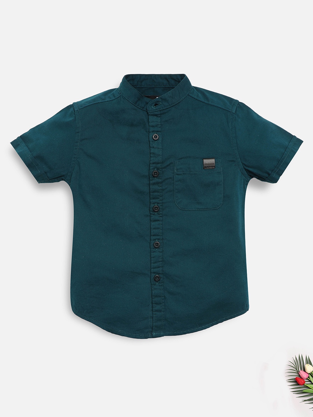 HERE&NOW Boys Teal Slim Fit Casual Shirt