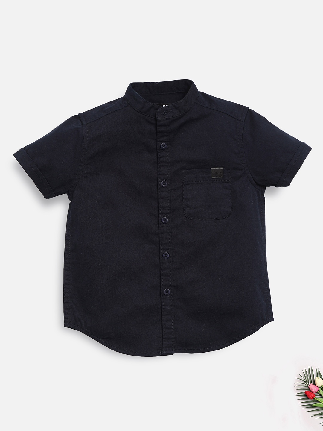 HERE&NOW Boys Navy Blue Slim Fit Casual Shirt