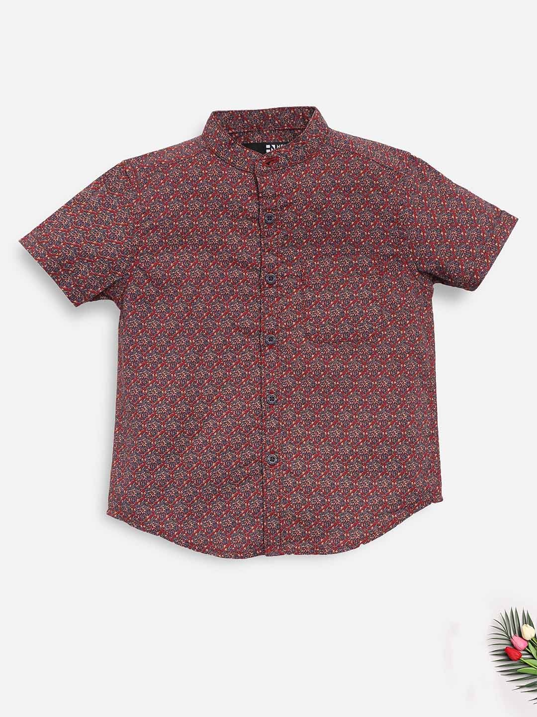 

HERE&NOW Boys Maroon Slim Fit Floral Printed Casual Shirt
