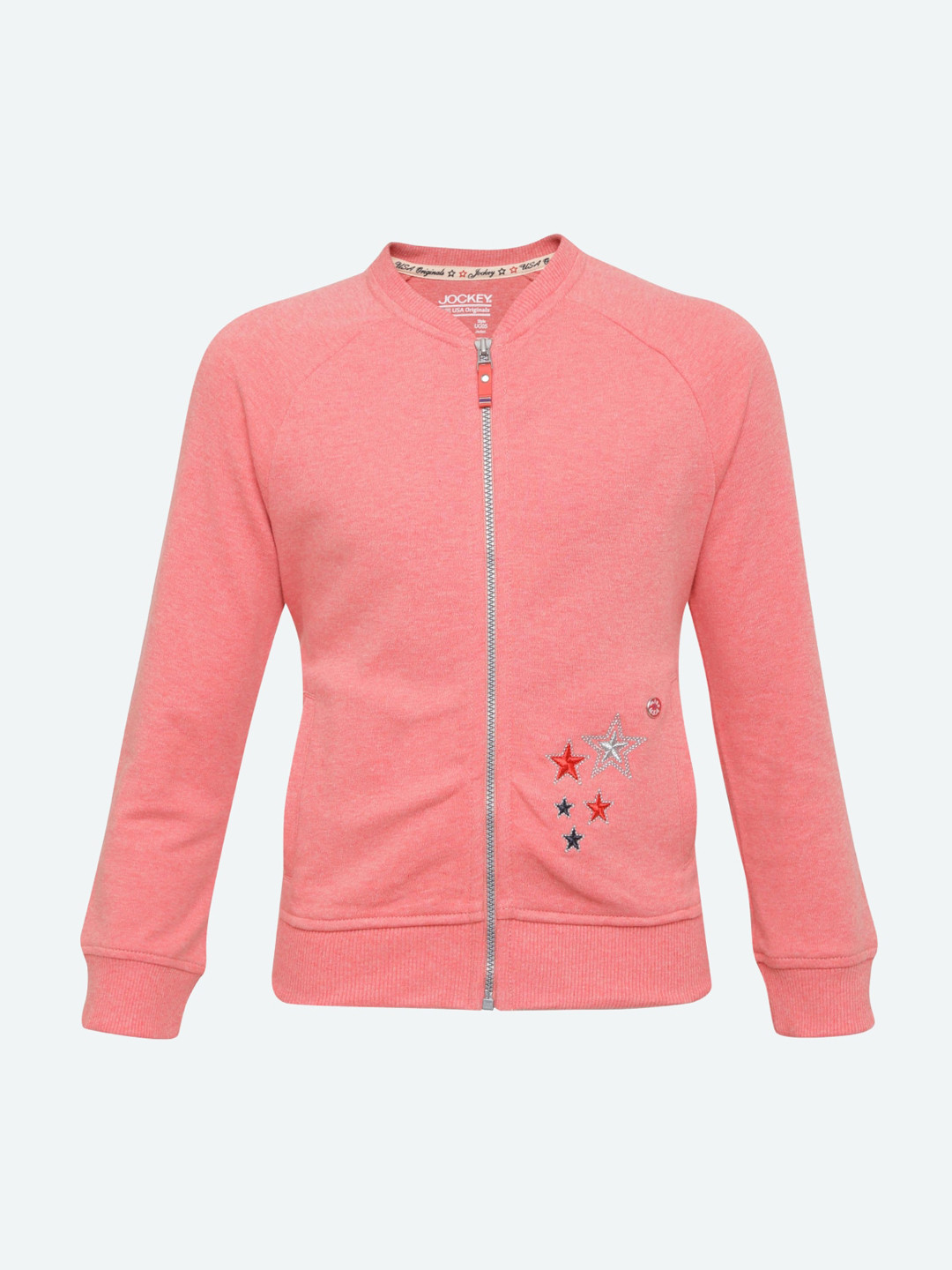 

Jockey Girls Super Combed Cotton Jacket With Front Pockets And Front Zipper-UG05, Coral