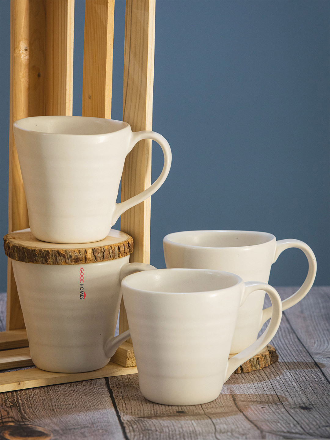 

GOODHOMES White Set of 4 Dishwasher And Microwave Safe Stoneware Matte Mugs 360ml Each