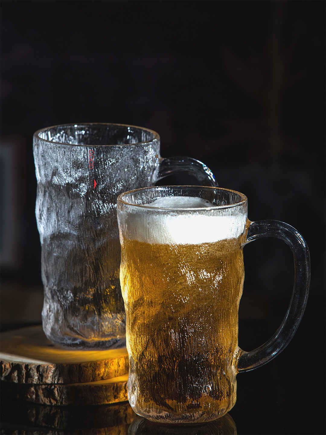 

GOODHOMES Transparent Set of 2 Dishwasher And Microwave Safe Glass Mugs 380 ml Each