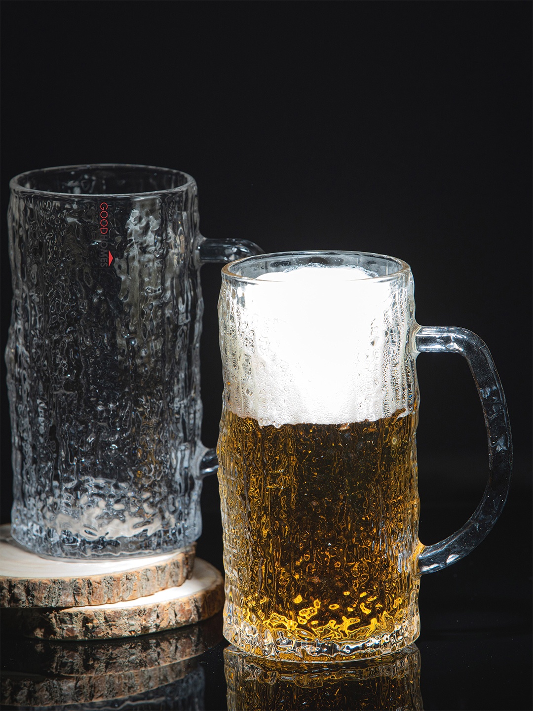 

GOODHOMES Set Of 2 Transparent Solid Glass Beer Glasses