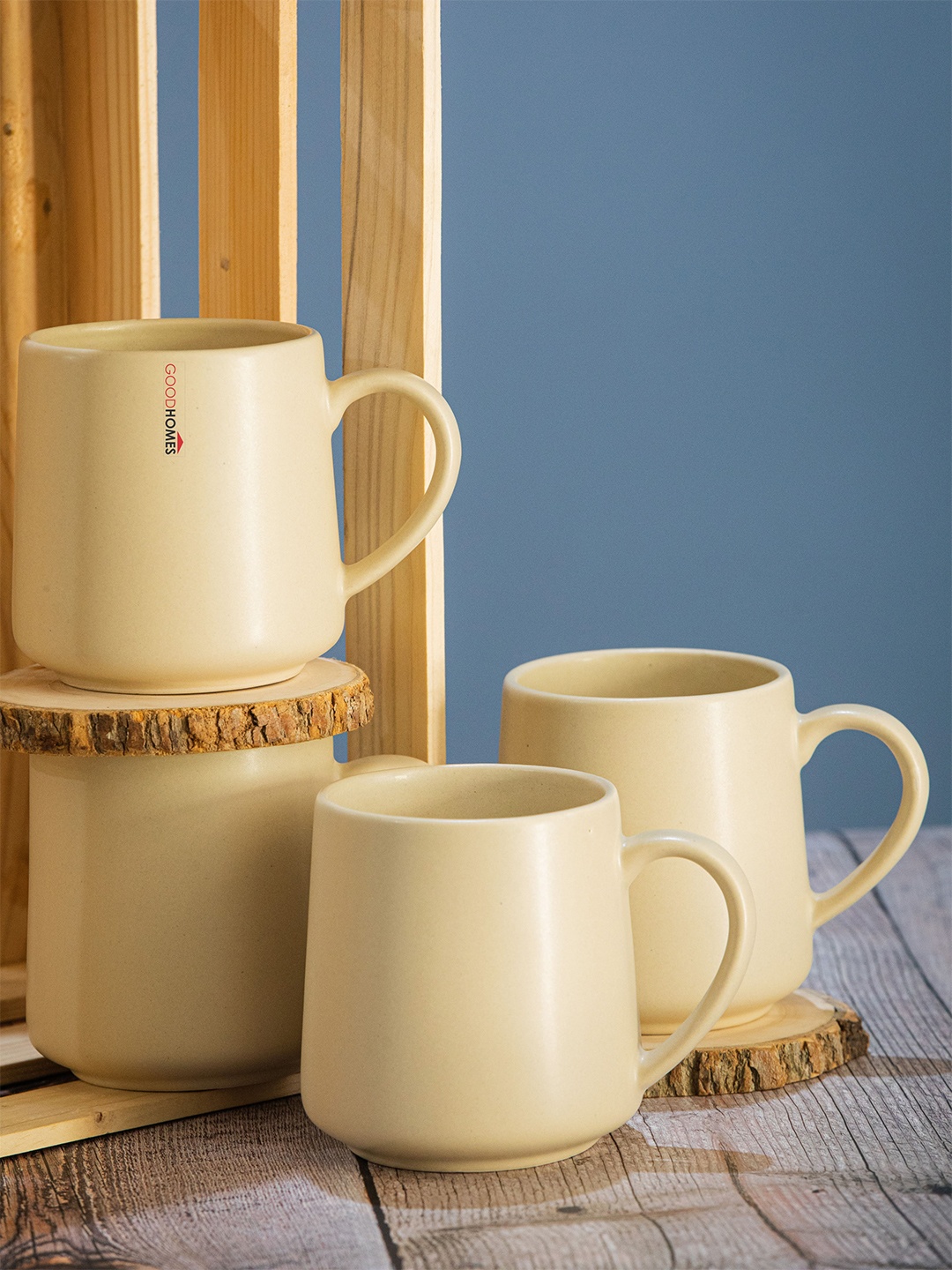 

GOODHOMES Off White Set Of 4 Dishwasher And Microwave Safe Stoneware Mugs 400 ml Each