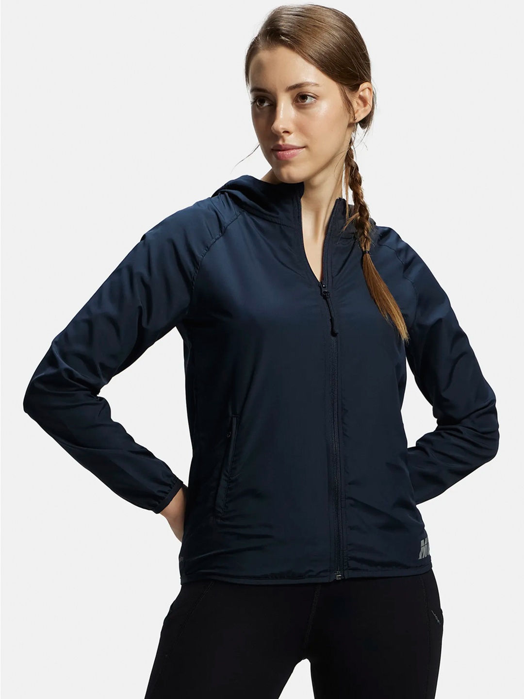 

Jockey Microfiber Relaxed Fit Raglan Styled Water Resistant Hoodie Jacket-MW50, Blue