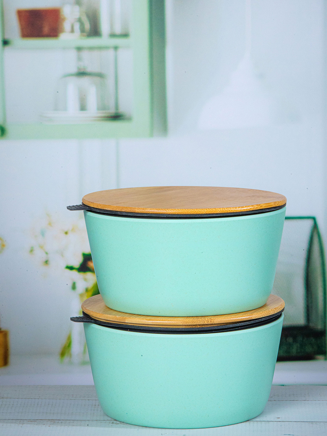 

Stehlen Green Set Of 2 Dishwasher & Microwave Safe Melamine Bowl with Lid 500 ml Each