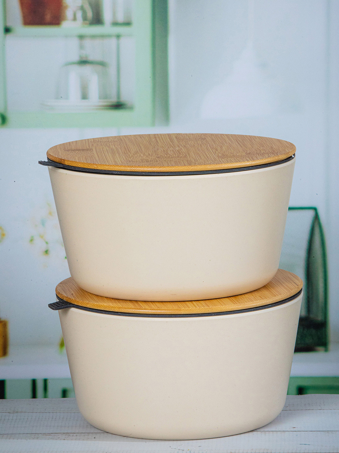

Stehlen Off White Set Of 2 Dishwasher & Microwave Safe Melamine Bowl with Lid 2 L Each