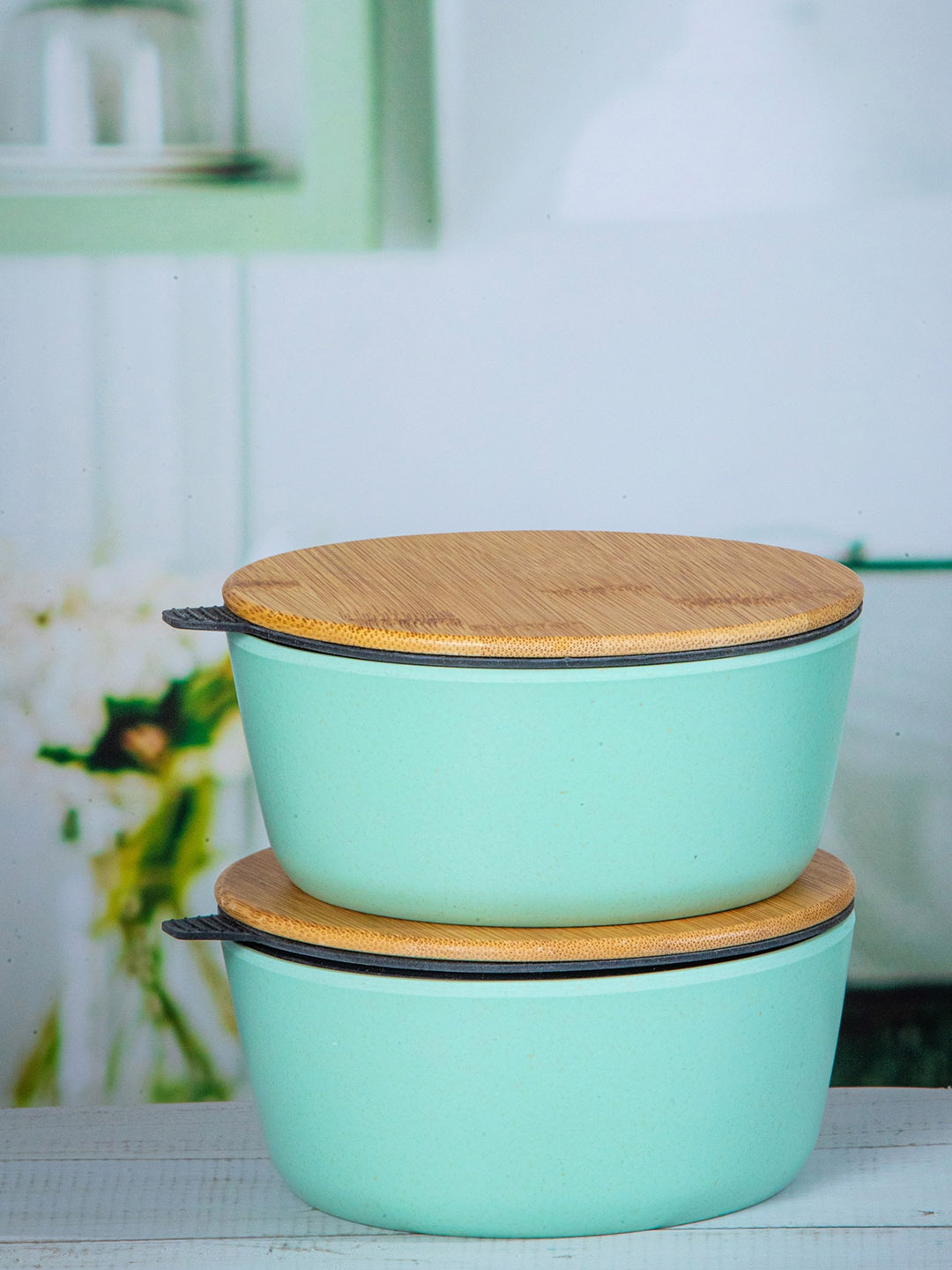 

Stehlen Green Set of 2 Dishwasher & Microwave Safe Melamine Bowl with Lid 1 L Each
