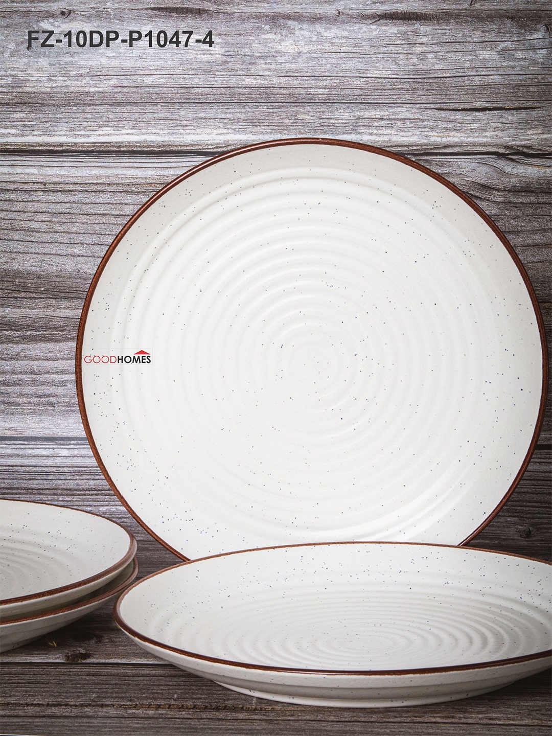 

GOODHOMES White Set of 4 Printed Dishwasher & Microwave safe Stoneware Matte Plates