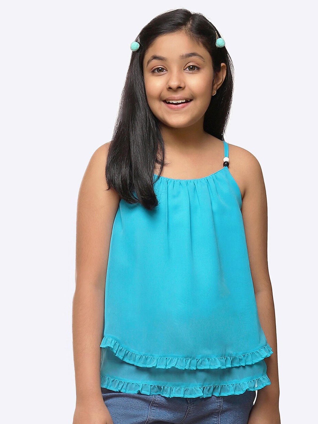 

CACA CINA Turquoise Blue Georgette Top