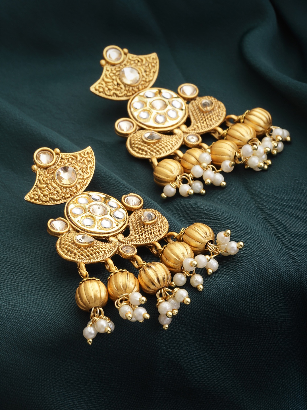 

PANASH Gold-Toned Paisley Shaped Drop Earrings
