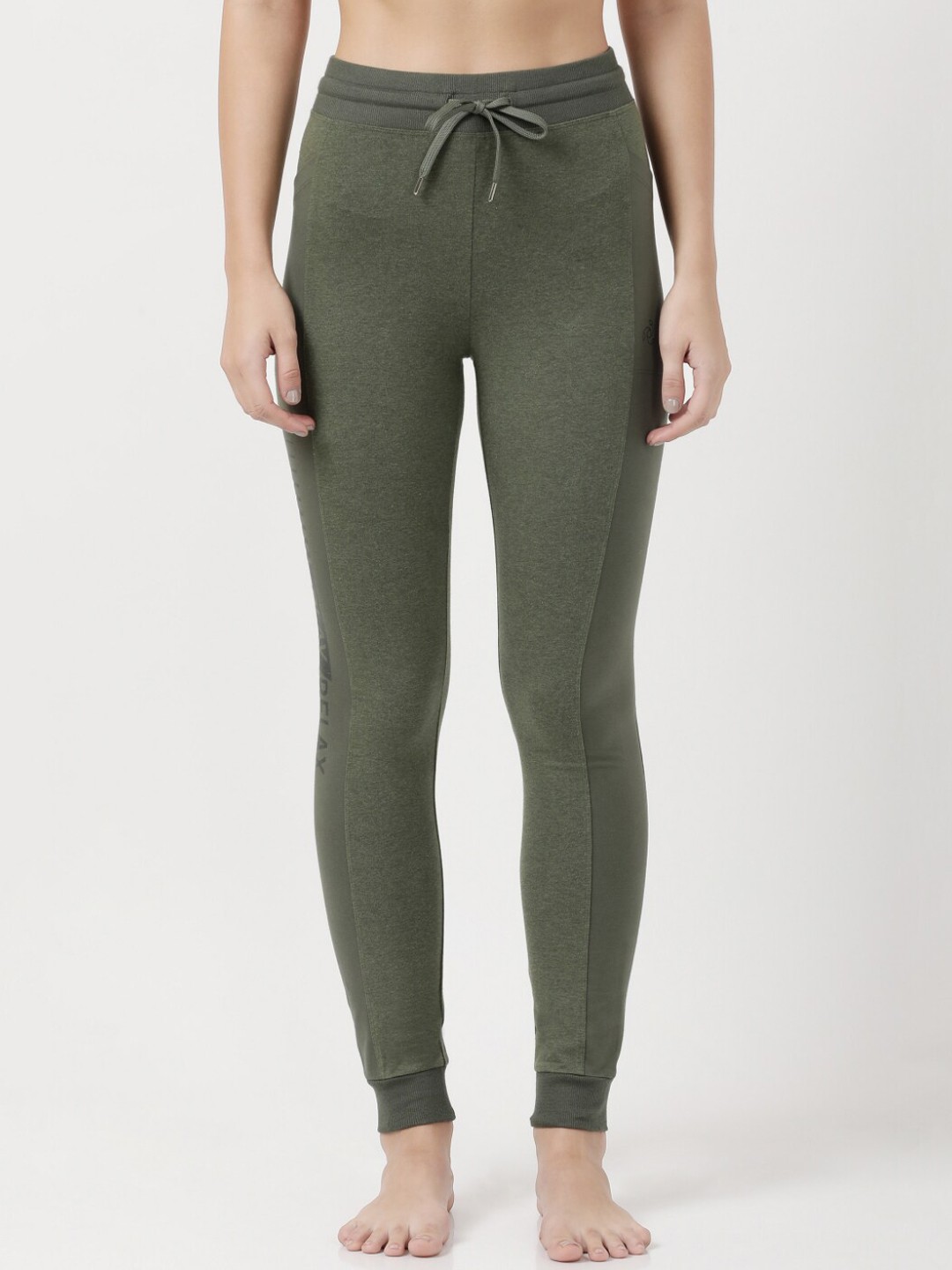 

Jockey Women Green Solid Slim-Fit Joggers