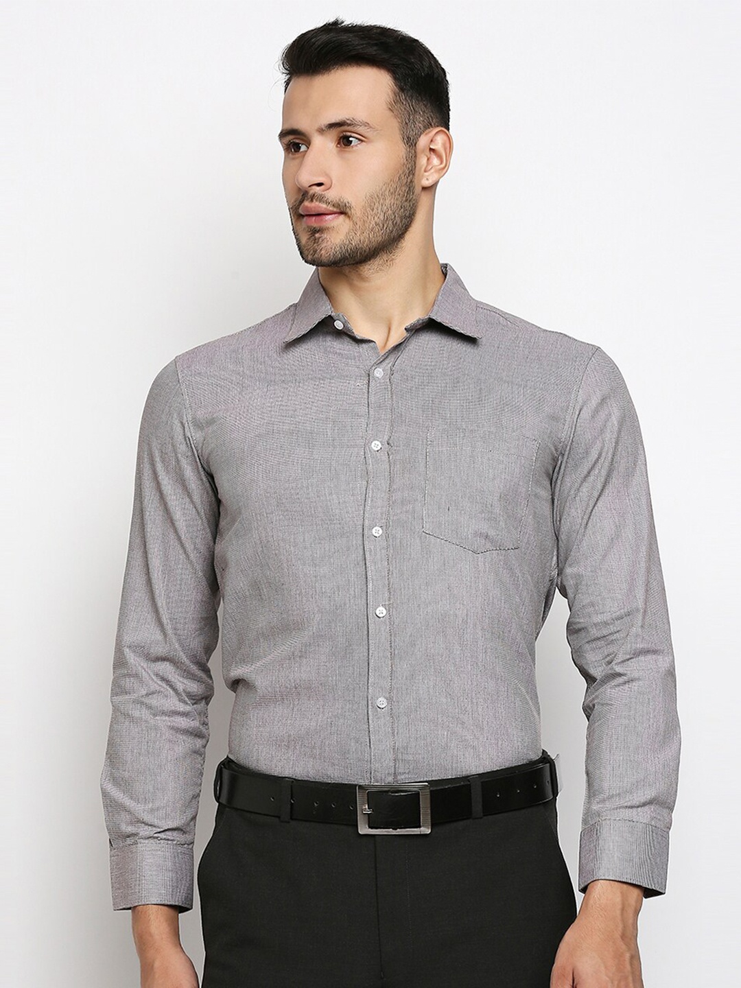 

MOD ECRU Men Grey Straight Slim Fit Formal Shirt