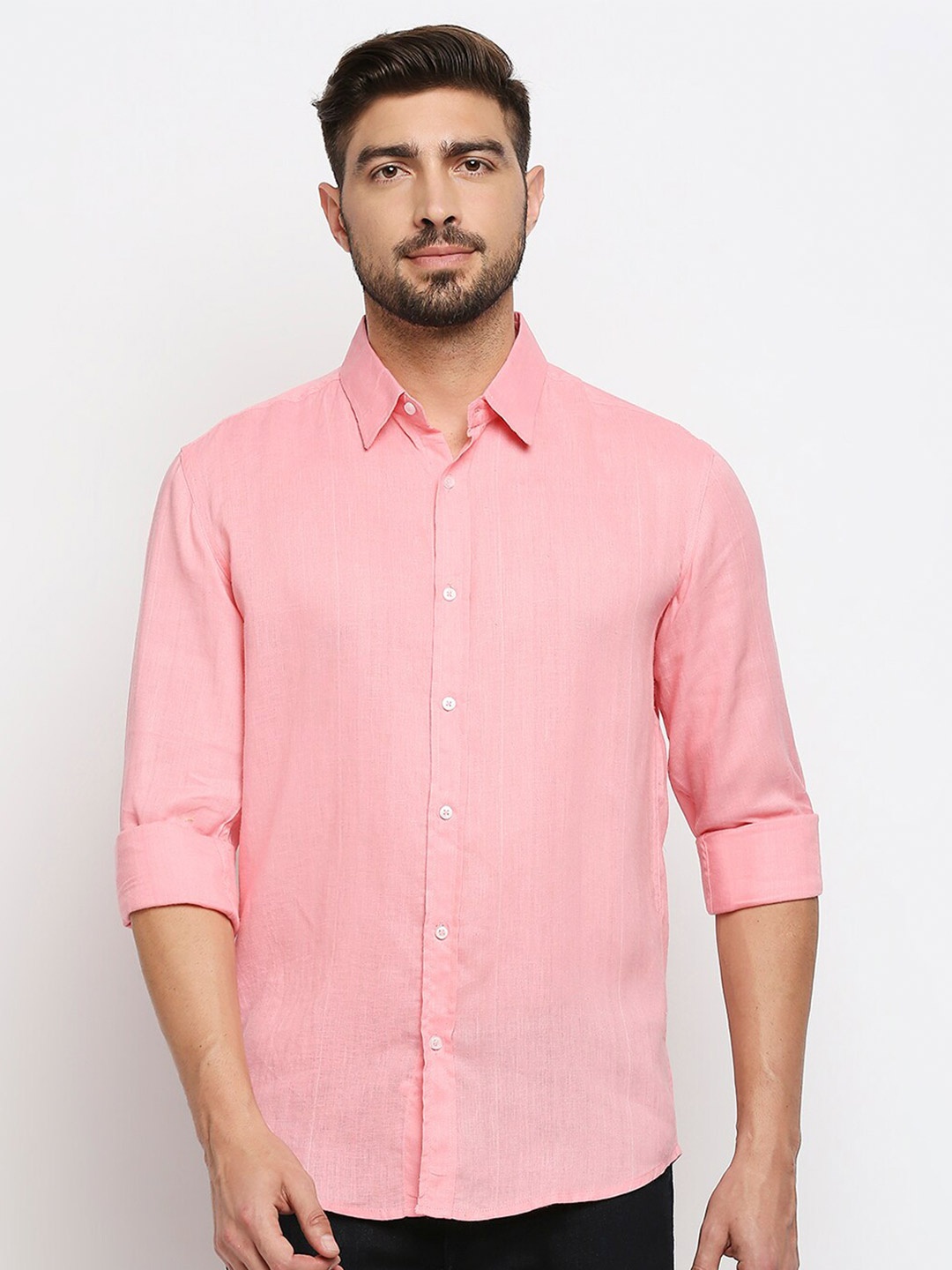 

MOD ECRU Men Pink Straight Slim Fit Casual Shirt