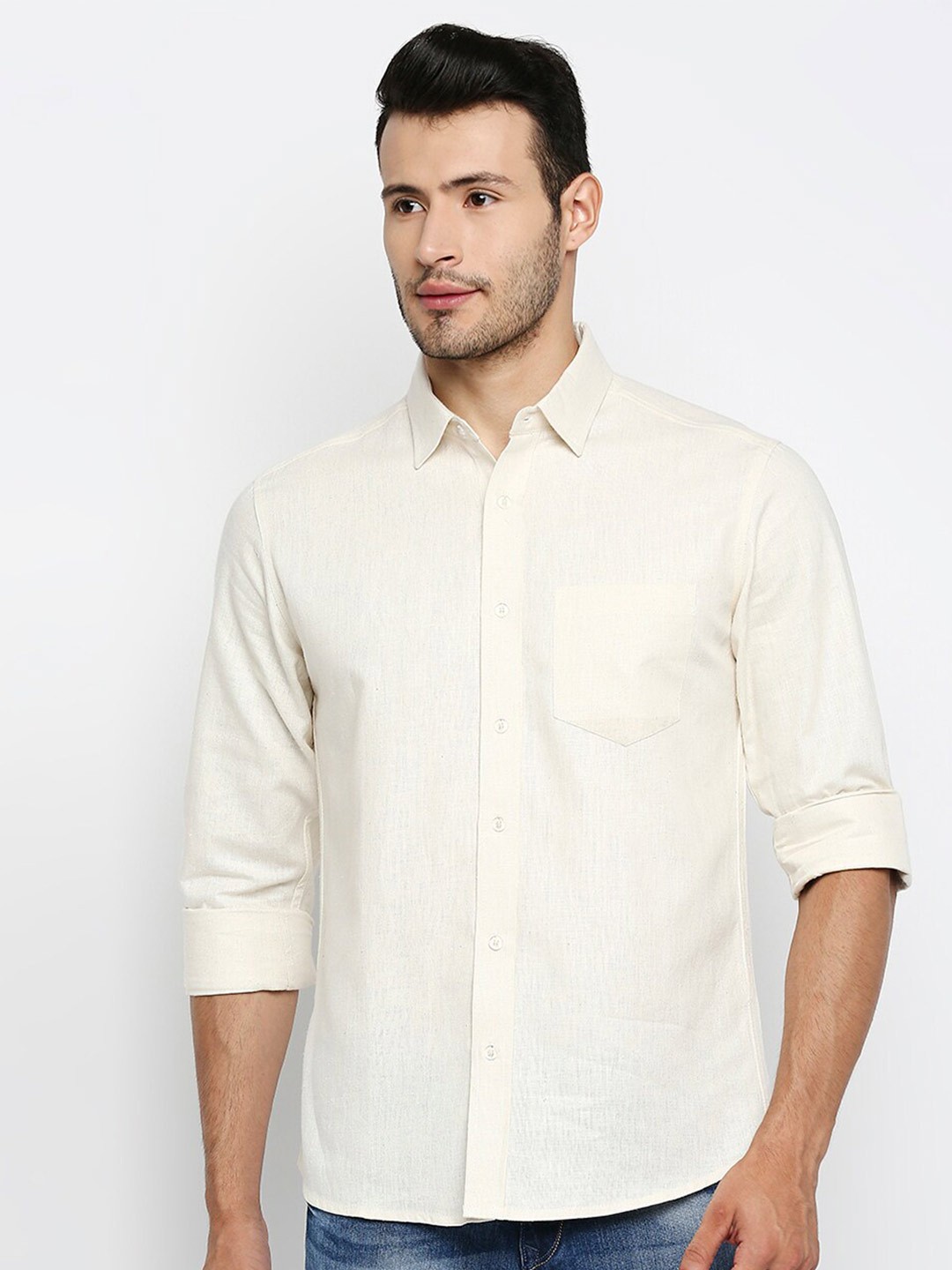 

MOD ECRU Men Cream-Coloured Modern Casual Shirt