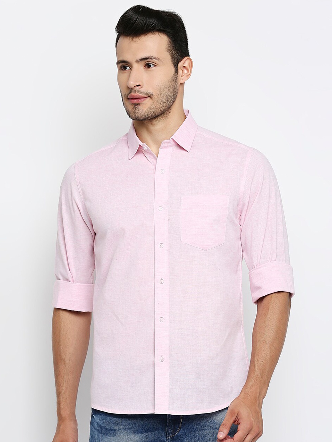 

MOD ECRU Men Pink Modern Pure Cotton Casual Shirt