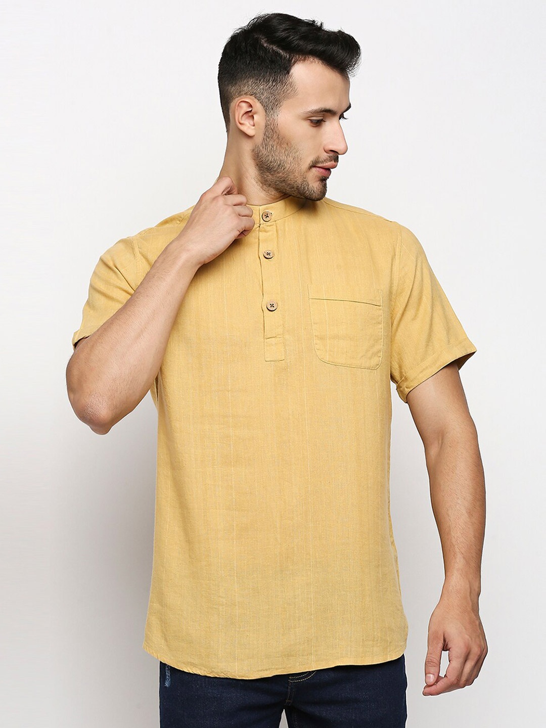 

MOD ECRU Men Khaki Straight Slim Fit Casual Shirt