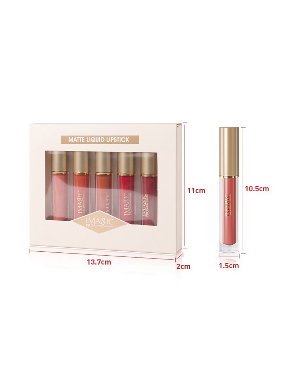

IMAGIC Professional 5 Pcs Matte Liquid Lipstick Kit 5g Each - Maples 02, Multi