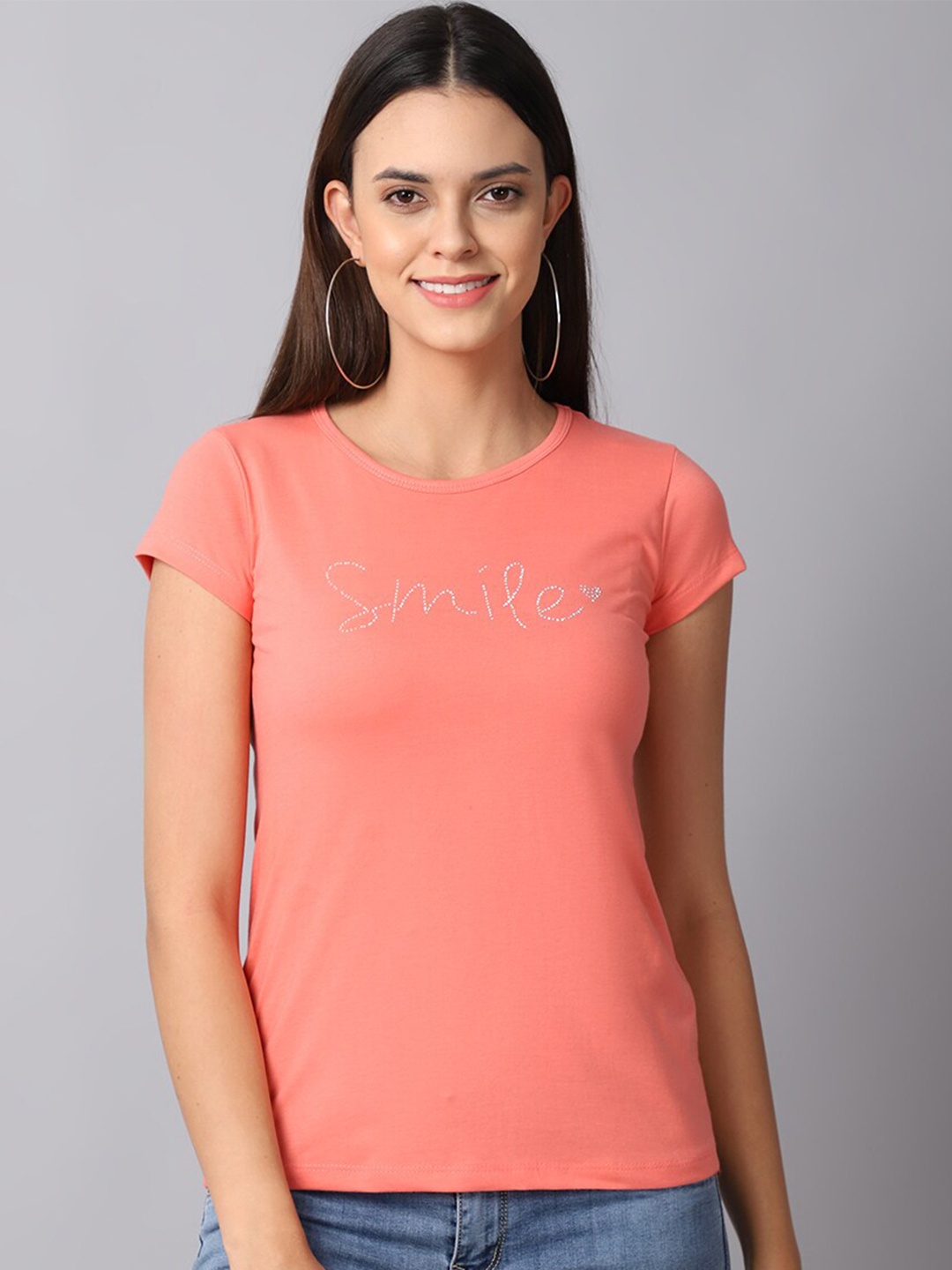 

Gallus Women Peach-Coloured T-shirt