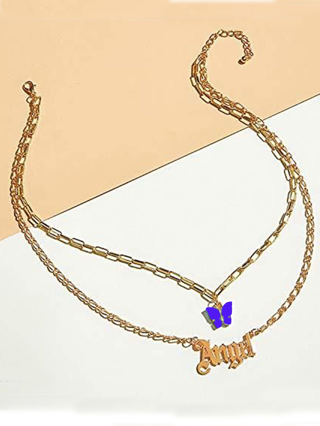 

Vembley Gold-Toned & Blue Gold-Plated Layered Necklace