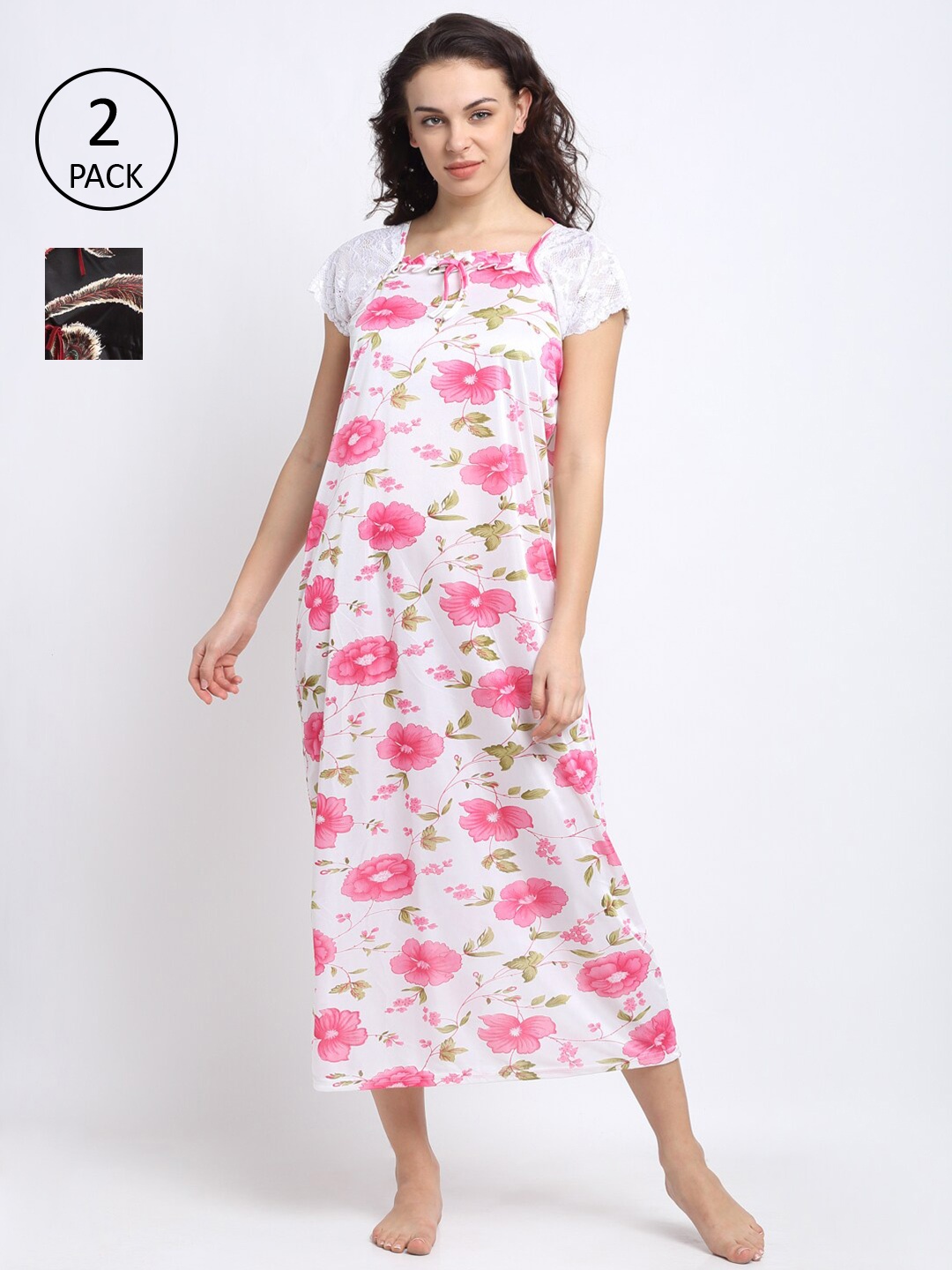 

NEUDIS Women White Printed Nightdress