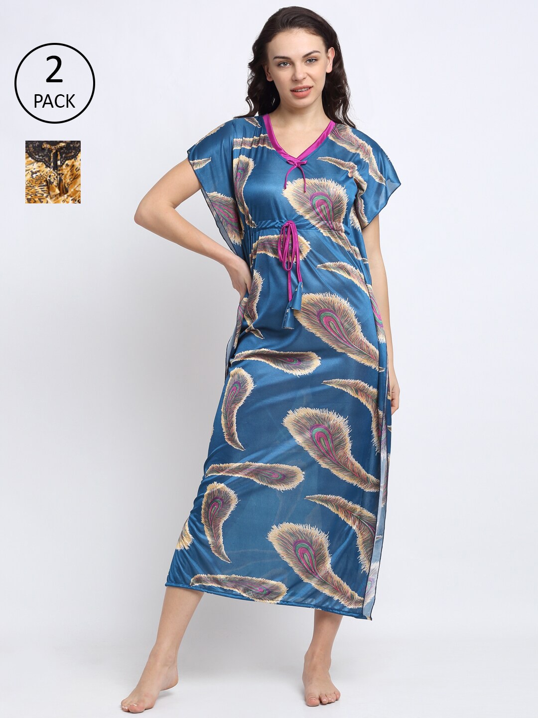 

NEUDIS Blue Women Set of 2 Printed Nightdress