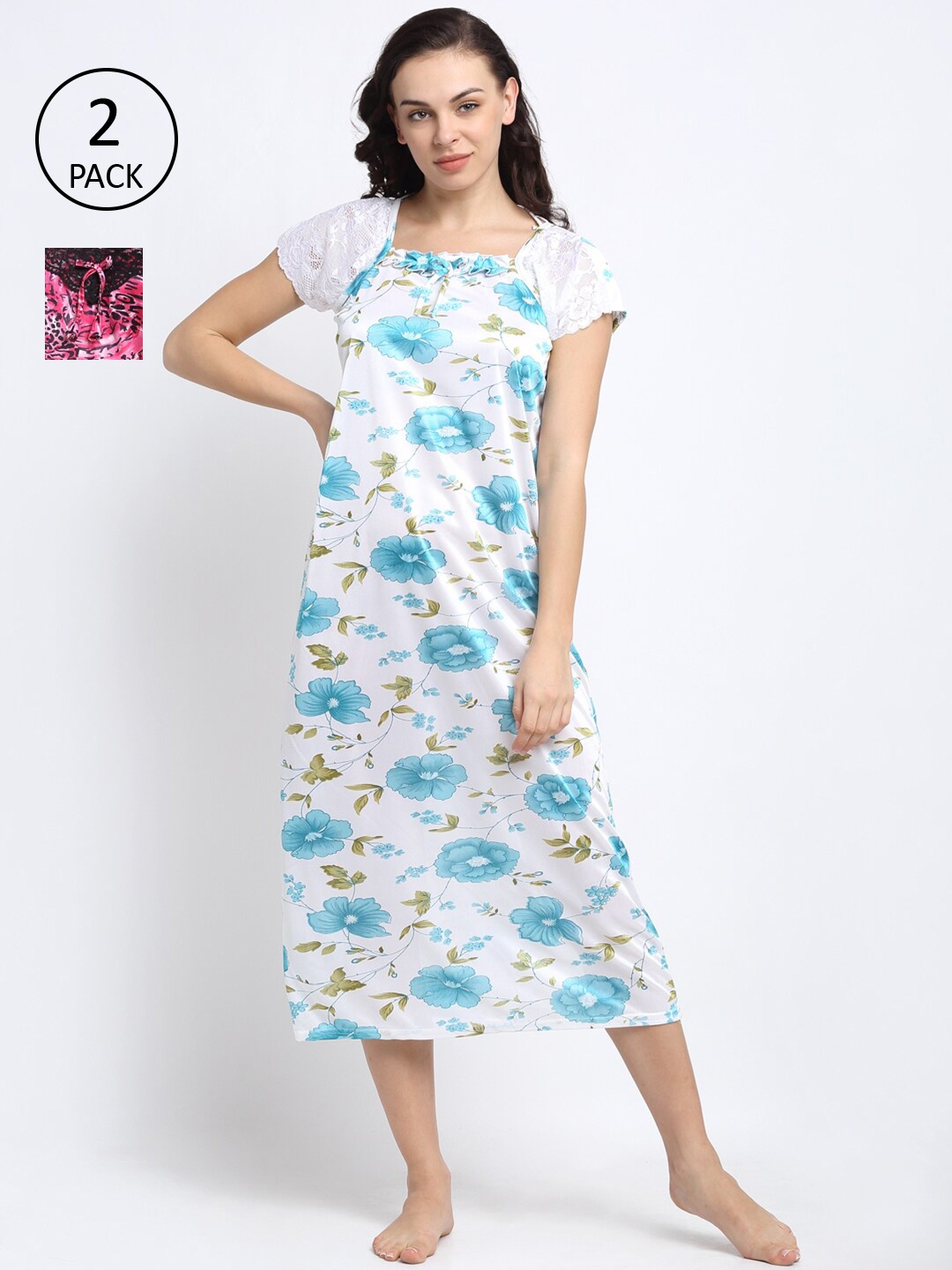 

NEUDIS White Printed Maxi Nightdress