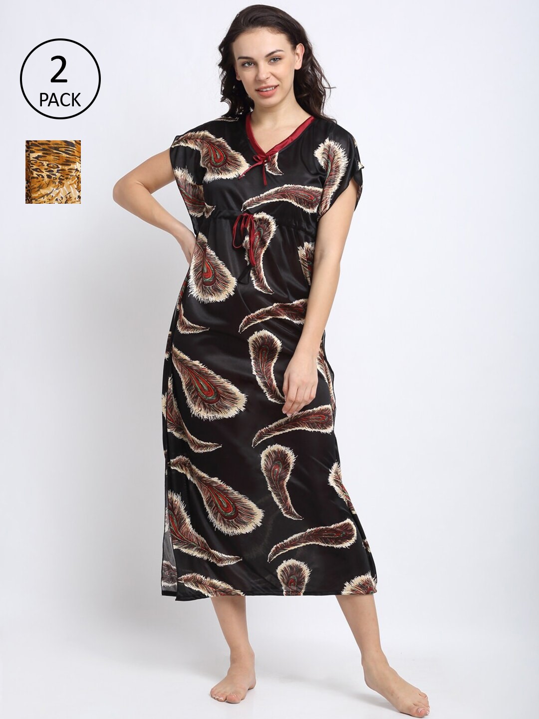 

NEUDIS Women Black Printed Nightdress