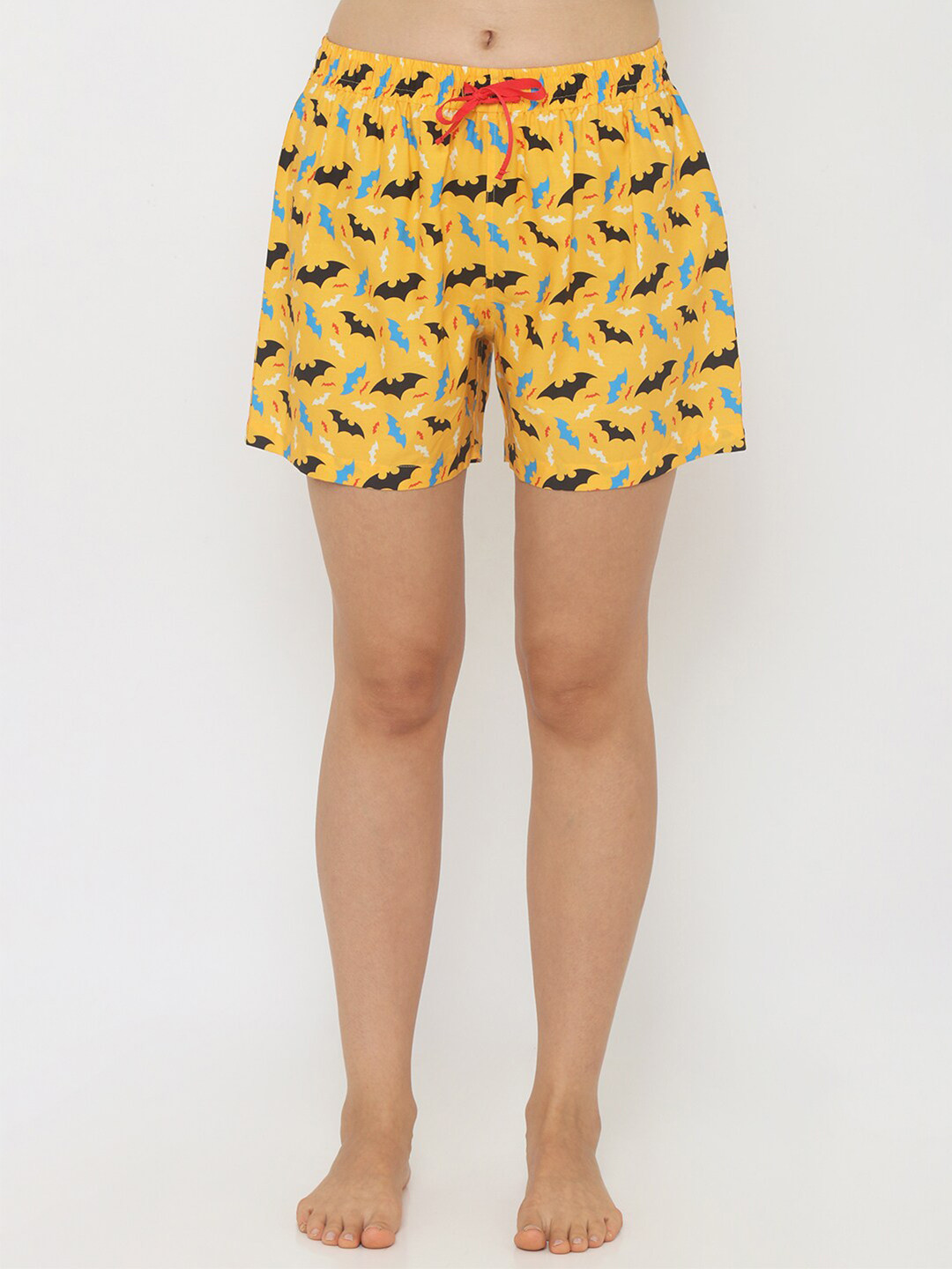 

Smugglerz Women Yellow & Black Printed Lounge Shorts