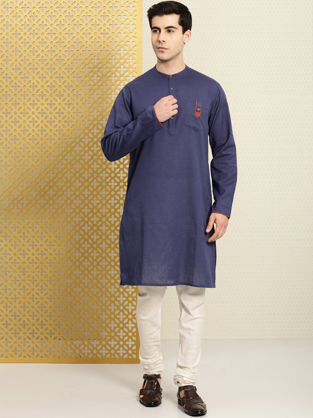 

House of Pataudi Men Jashn Indigo Kurta, Navy blue