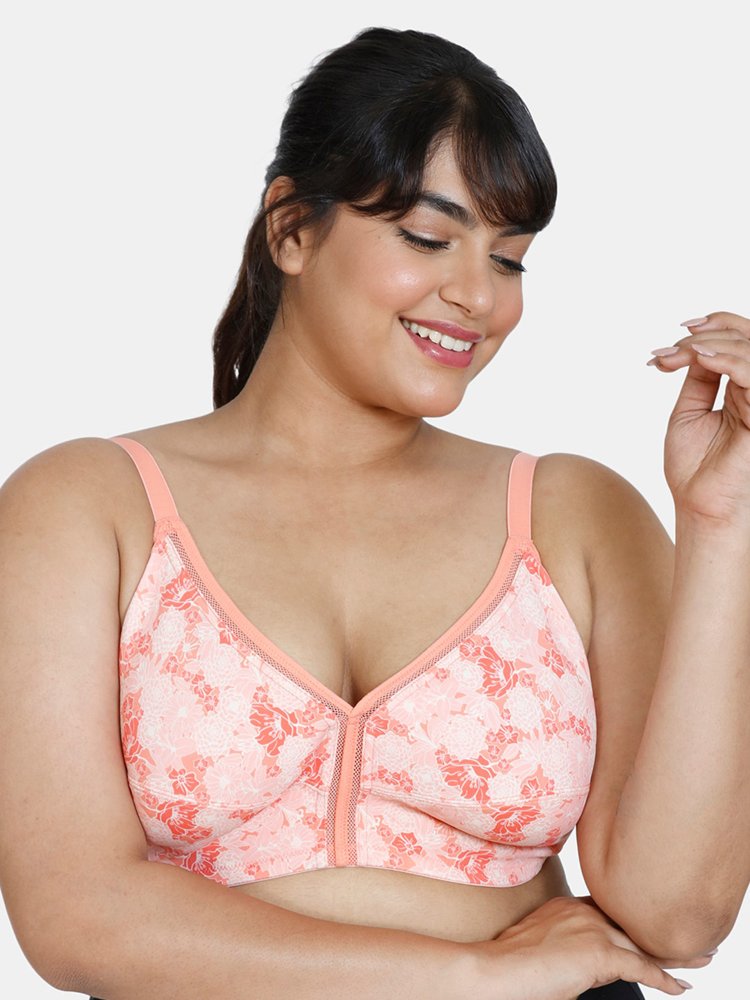 

Zivame Plus Size Pink Floral Lightly Padded Bra