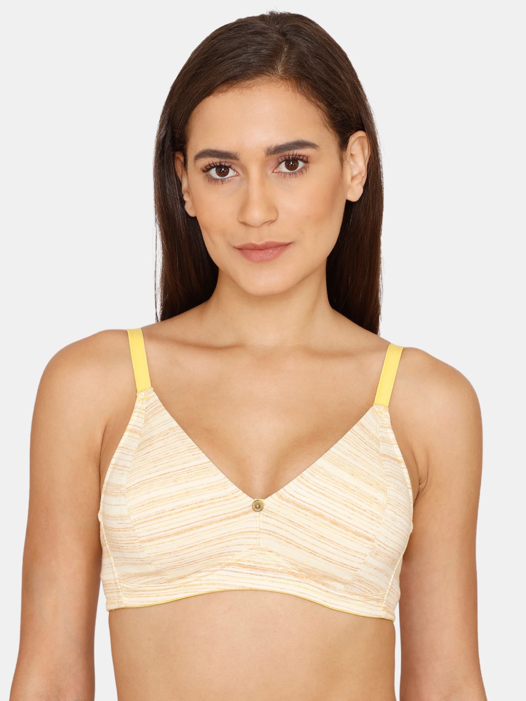 

Zivame Yellow & Brown Non-Wired Lightly Padded T-shirt Bra