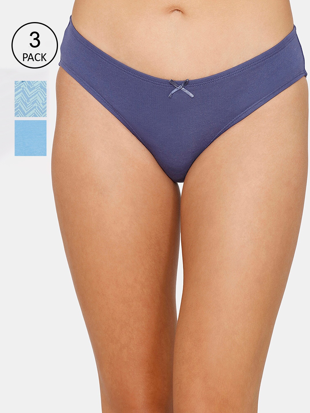 

Zivame Women Pack Of 3 Blue Hipster Briefs