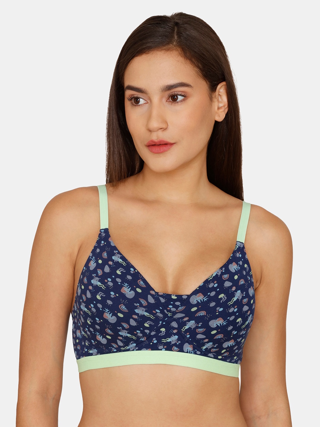 

Zivame Women Blue Printed T-Shirt Bra