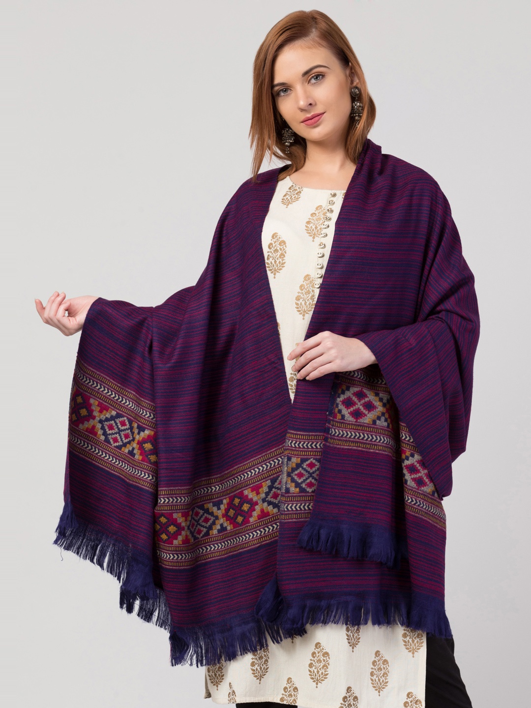 

Tweedle Women Purple Woven Design Shawl