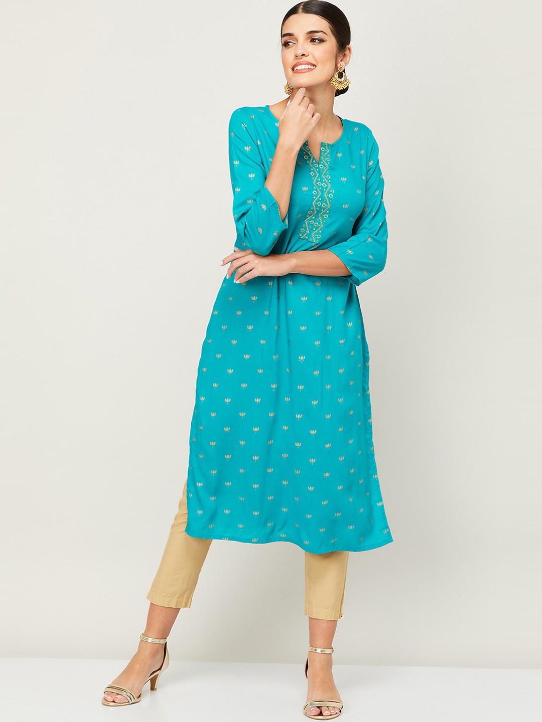 

Melange by Lifestyle Women Blue Viscose Rayon Kurta