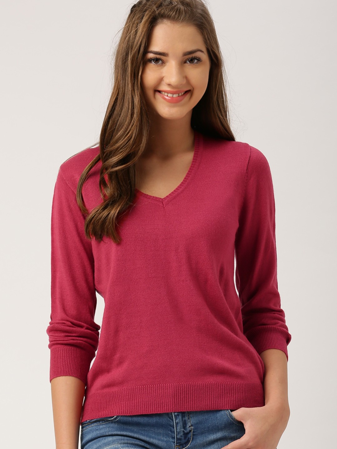 

DressBerry Women Pink Solid Pullover