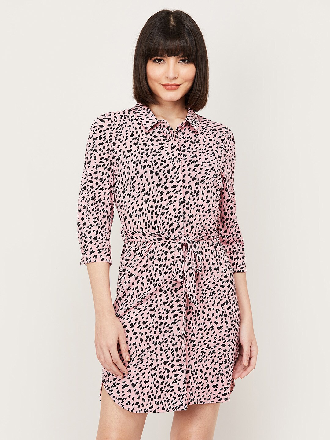 

Bossini Pink Printed Shirt Mini Dress