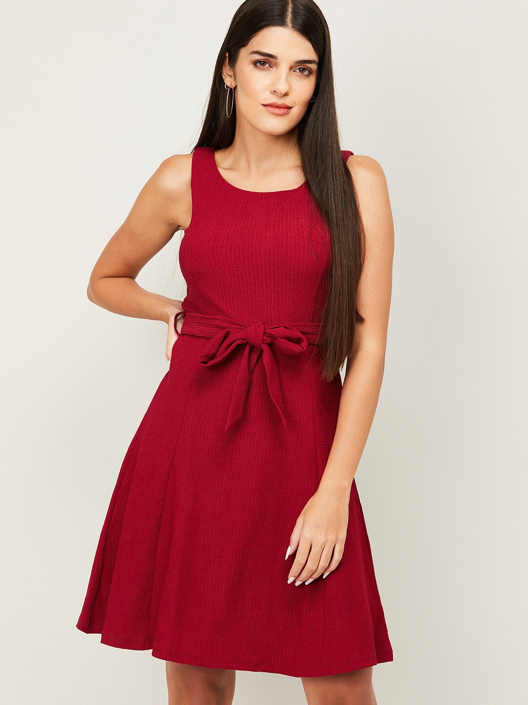 

CODE by Lifestyle Women Maroon Solid Sleeveless A-Line Dress