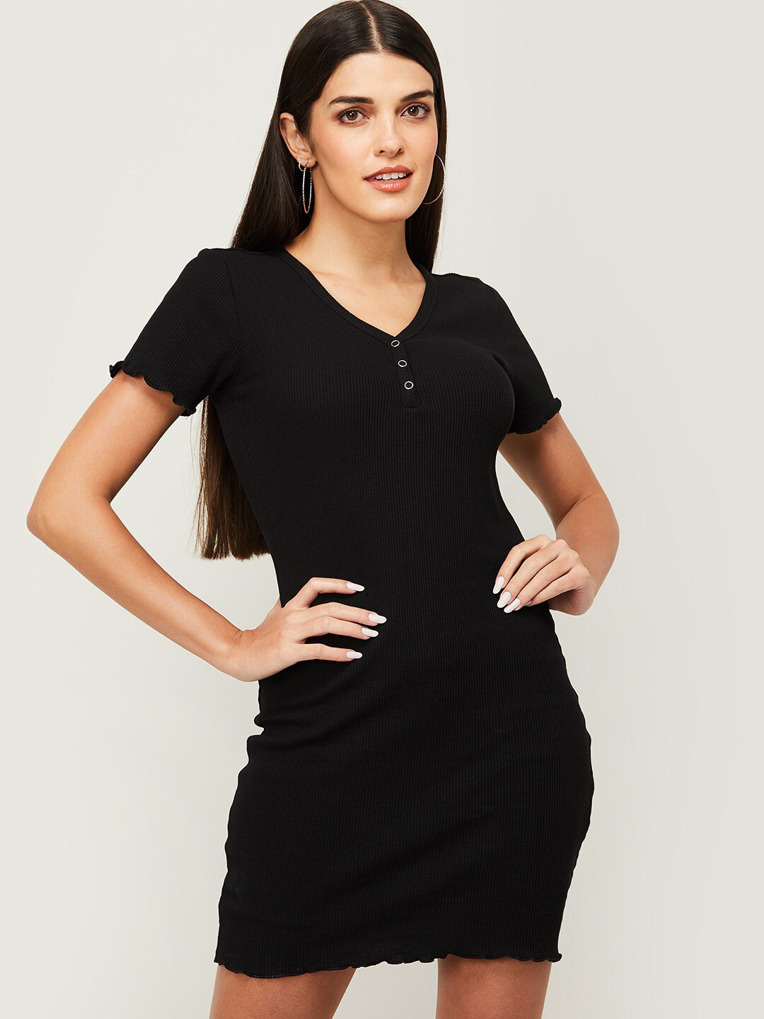 

Ginger by Lifestyle Women Black Sheath Mini Dress