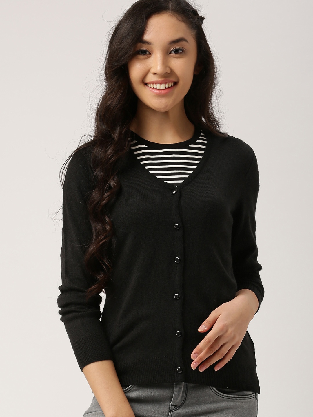 

DressBerry Women Black Solid Cardigan