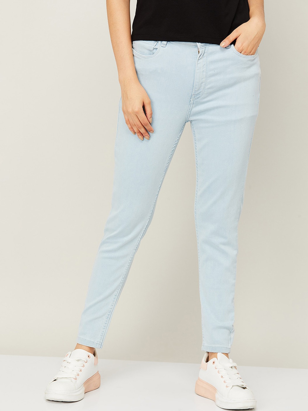 

Ginger by Lifestyle Women Blue Solid Cotton Stretchable Jeans
