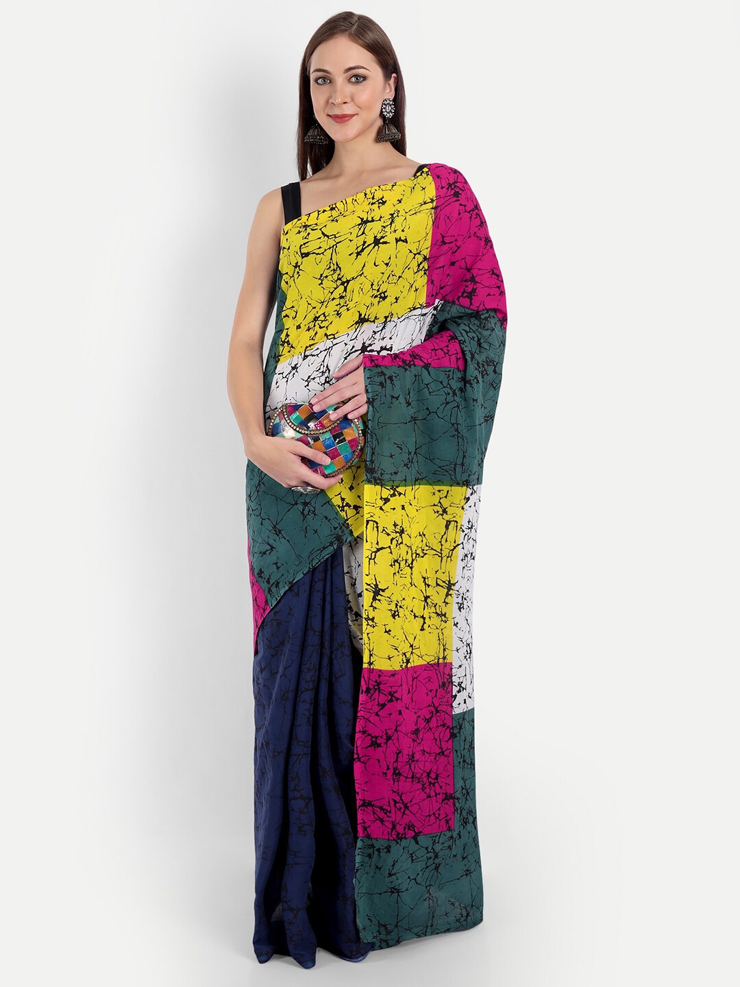 

BUTA BUTI Yellow & Green Colourblocked Pure Cotton Saree