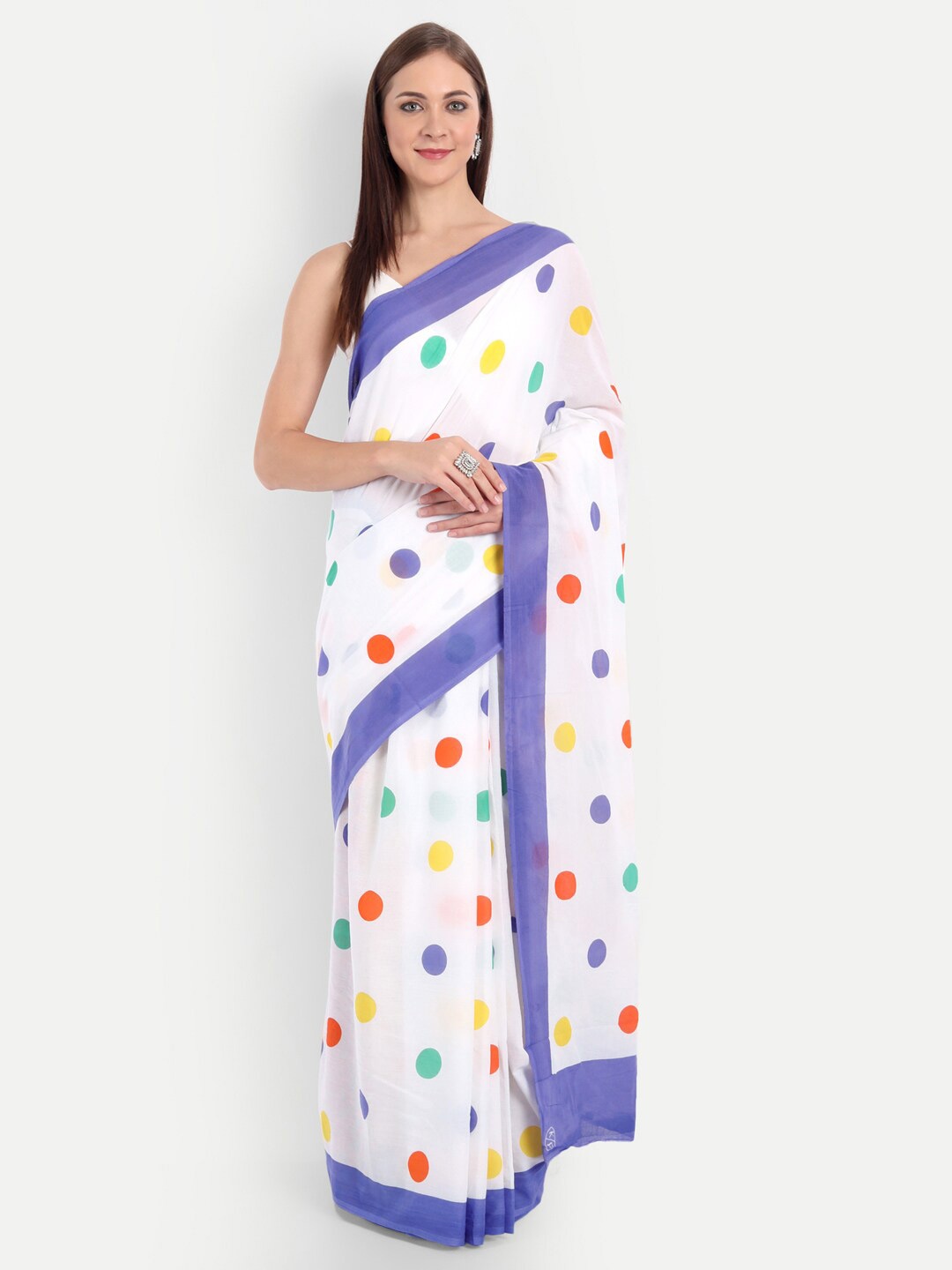 BUTA BUTI White & Green Pure Cotton Saree