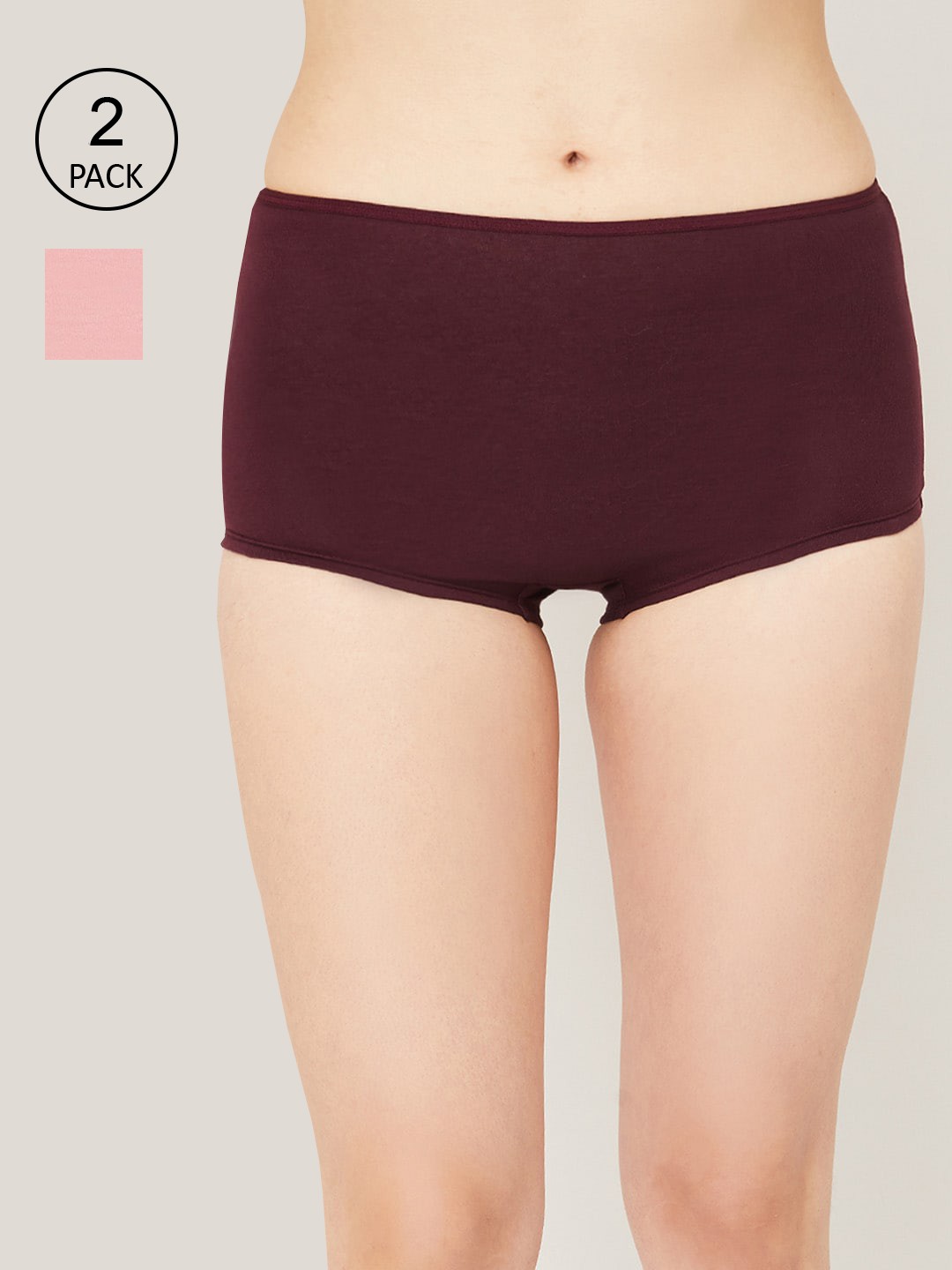 

Ginger by Lifestyle Women Pack Of 2 Solid Cotton Briefs 1000010906483-DUSTY PINK