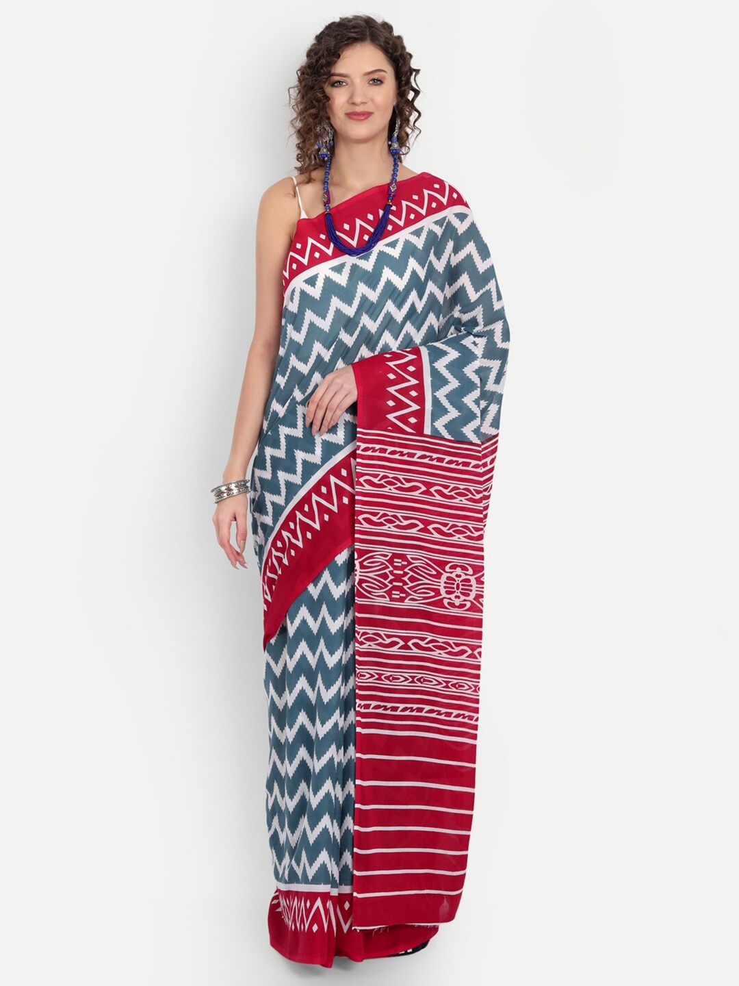 BUTA BUTI Grey & White Pure Cotton Saree